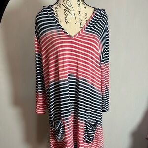 Sandiva Striped V-Neck Swim Coverup XL